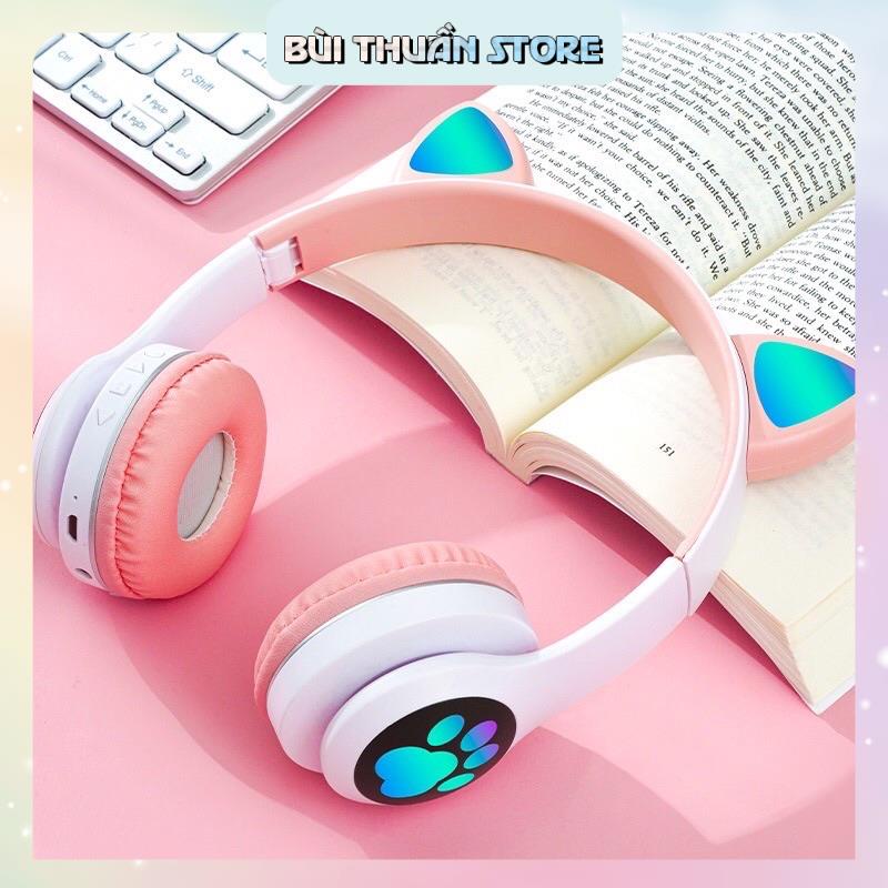 Tai Nghe Mèo Mẫu Mới Nhất Chống Ồn, Tai Nghe Bluetooth Âm Hay Tặng Kèm Dây 3.5