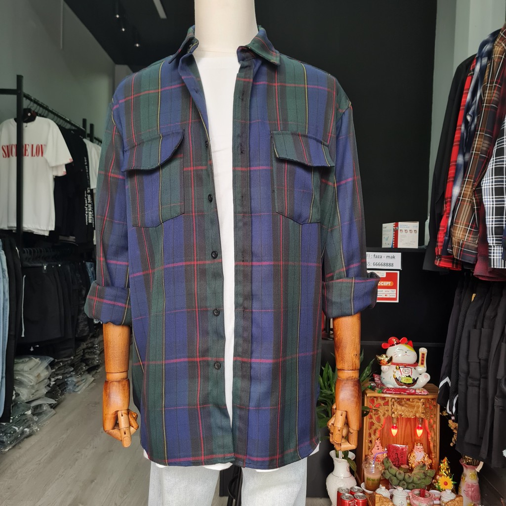 Áo sơ mi flannel sọc caro nhiều màu | BigBuy360 - bigbuy360.vn