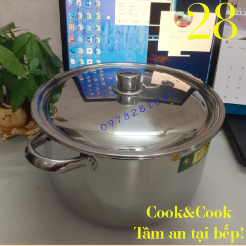 [Chính Hãng] Nồi luộc gà inox 10 lít size 28 cm đáy từ Vietcook