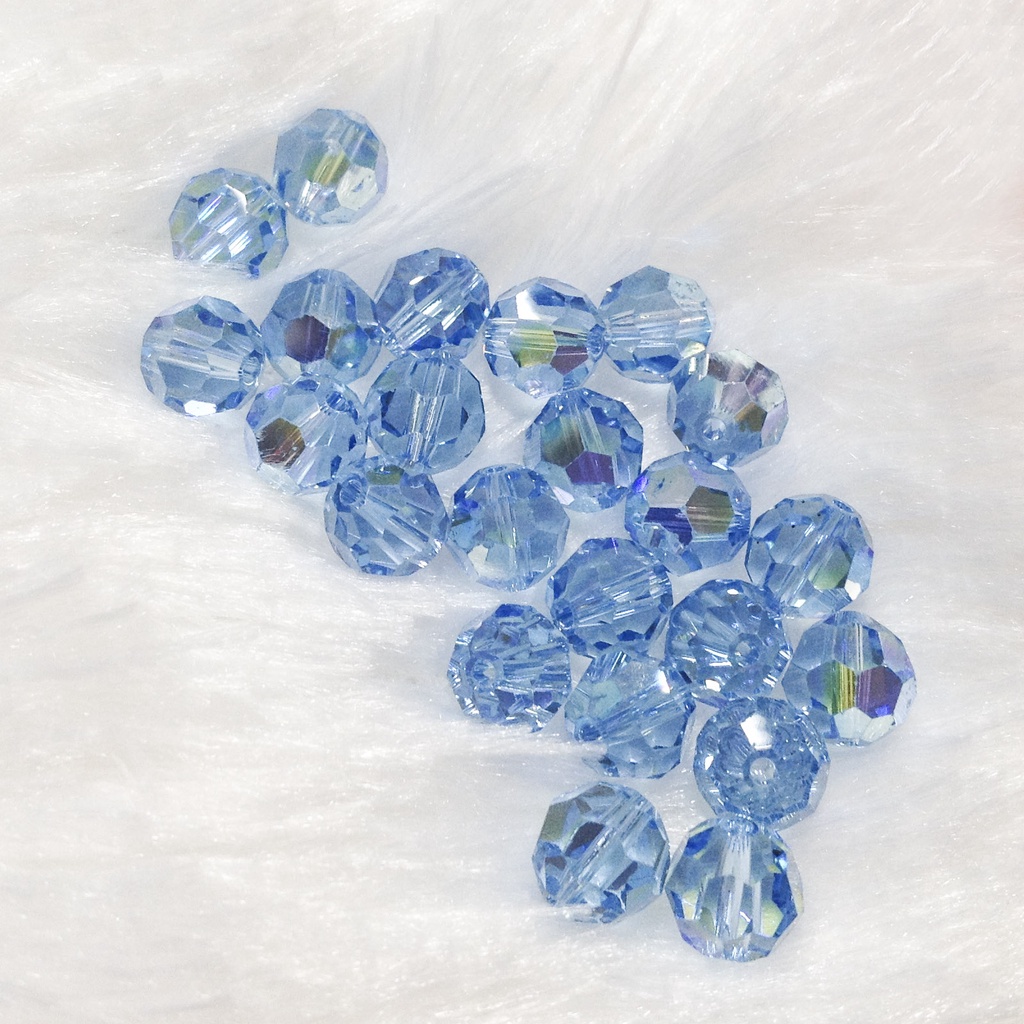 Hạt đá pha lê tròn giác size 6mm 8mm cao cấp sáng lấp lánh làm trang sức xỏ vòng tay