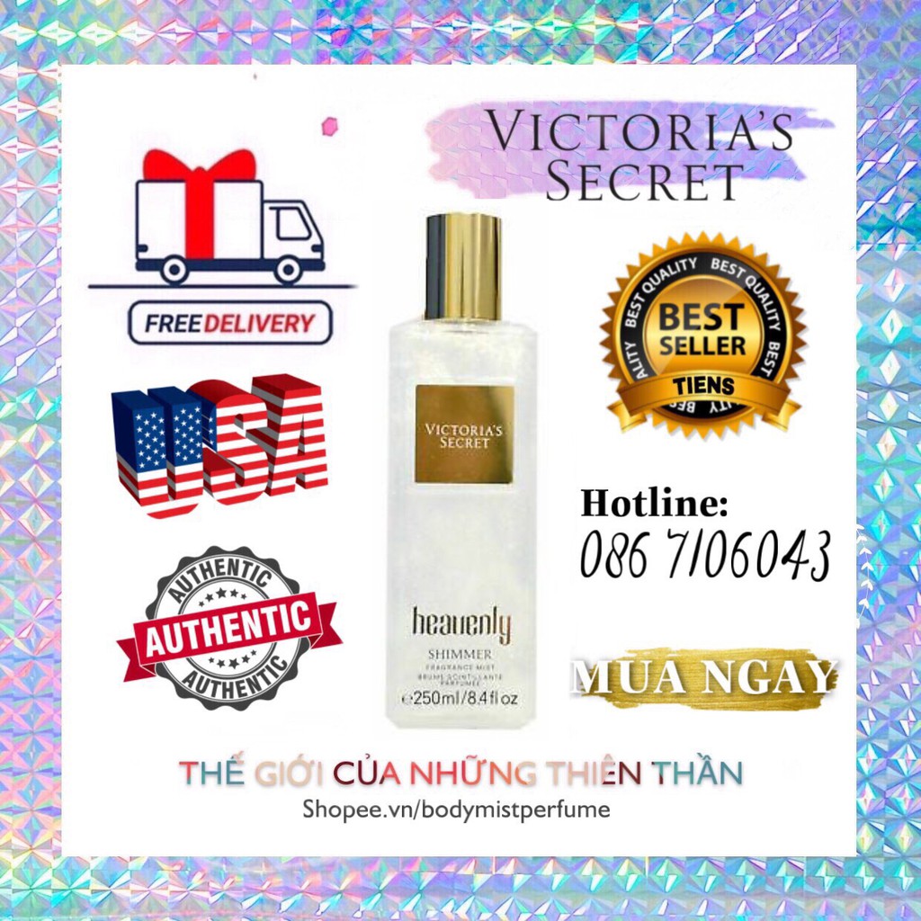 𝗕𝗢𝗗𝗬𝗠𝗜𝗦𝗧⚜️Mẫu thử xịt thơm Body Mist Victoria's Secret Ánh Nhũ - Heavenly Shimmer 250ml | BigBuy360 - bigbuy360.vn