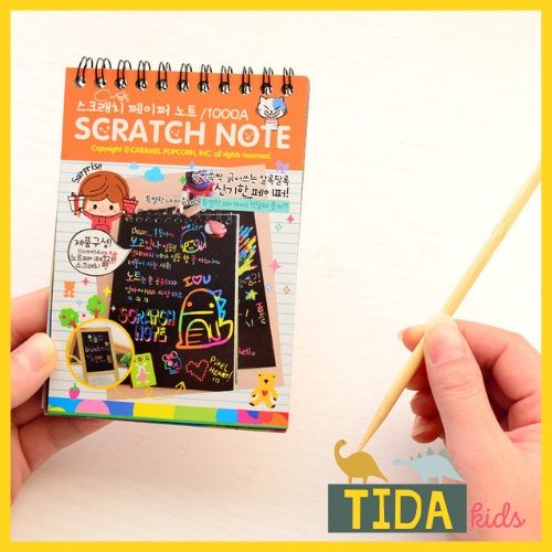 Sổ Vẽ Cầu Vồng Ma Thuật Khổ A6 (10*14cm) ⚡ HOT TREND ⚡ Scratch Note, Sổ Cào Kích Thích Sáng Tạo 🦕TiDa Kids Shop 🦖