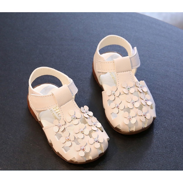 Mới_Sandal rọ hoa xinh xắn mềm mại cho bé gái size từ 15-25