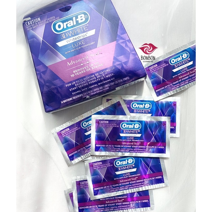 [BILL ÚC] MIẾNG DÁN TRẮNG RĂNG ORAL-B 3D WHITE LUXE WHITENING TREATMENTS