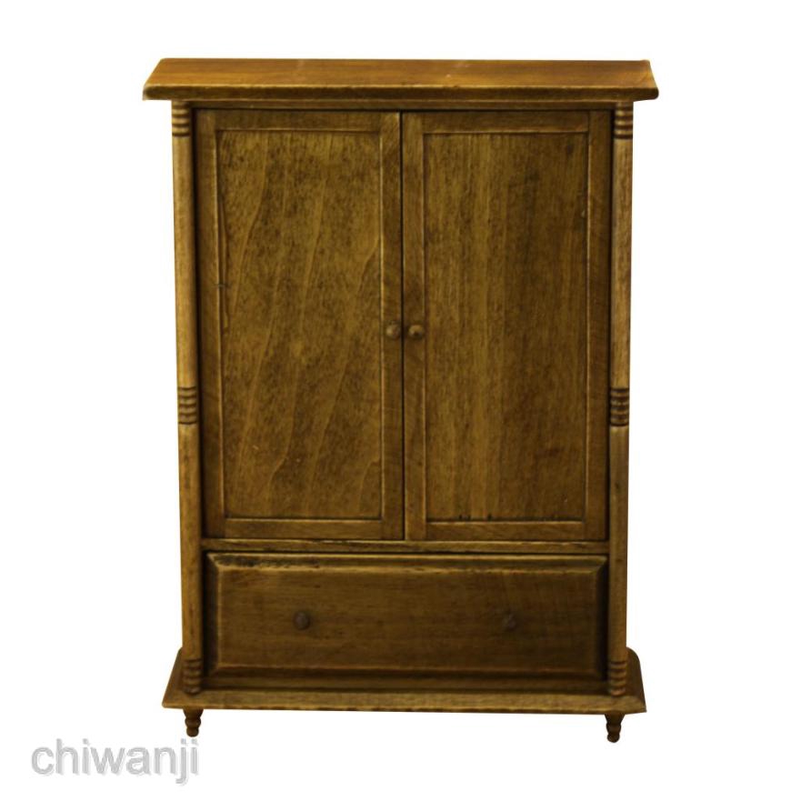 Tủ Quần Áo Bằng Gỗ Phong Cách Vintage Tỉ Lệ 1: 12 Trang Trí Nhà Búp Bê