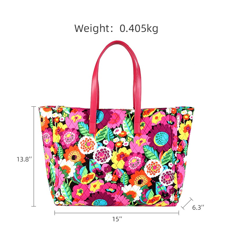 Túi Tote Đeo Vai / Xách Tay Đơn Họa Tiết Hoa Sức Chứa Lớn Thời Trang Cho Nữ