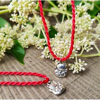 Charm bạc thái Mèo Thần Tài tặng kèm Dây Chỉ Đỏ - Charm Bạc 925
