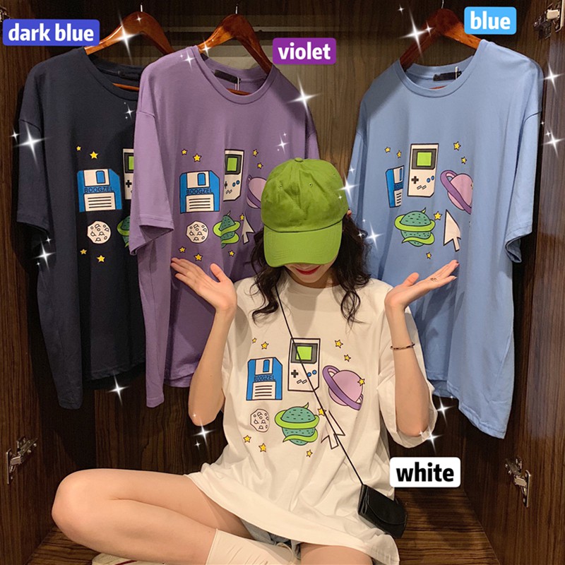 Áo thun tay lỡ unisex hoạ tiết vũ tru đa sắc màu B052