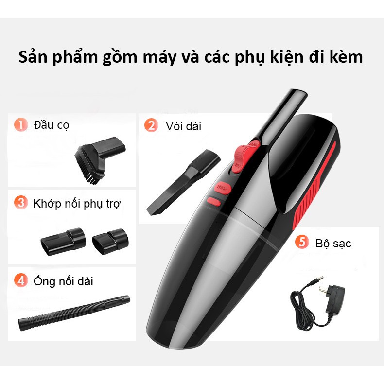 Máy Hút Bụi Cầm Tay - Máy Hút Bụi Mini Không Dây, Có Dây Hút Cực Mạnh 120W Cho Ô Tô, Gia Đình, Bảo Hành 12 Tháng