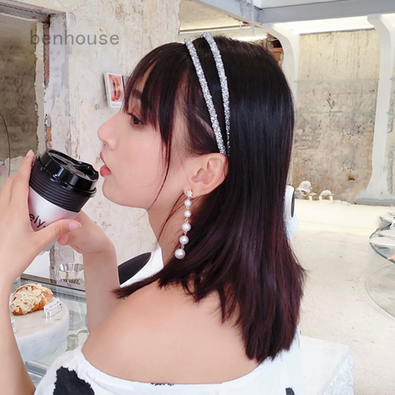 Băng Đô Cài Tóc Đính Đá Lấp Lánh Phong Cách Hàn Quốc Cho Nữ