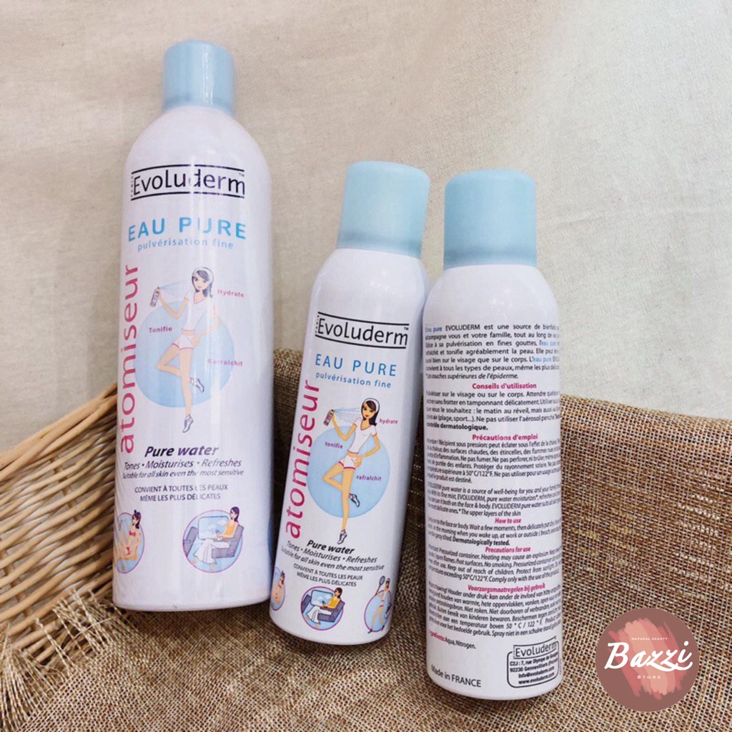 Xịt khoáng Evoluderm Eau Pure Pháp 150ml -  400ml