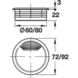 Nắp luồn dây điện 15x30mm với lỗ khoan Ø 60 ( trắng đen xám.cam)