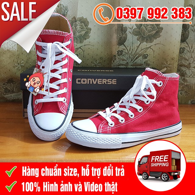 [TRỢ GIÁ SHIP] Giày Thể Thao CV Classic Đỏ Tươi Cao Cổ Nam Nữ | BigBuy360 - bigbuy360.vn