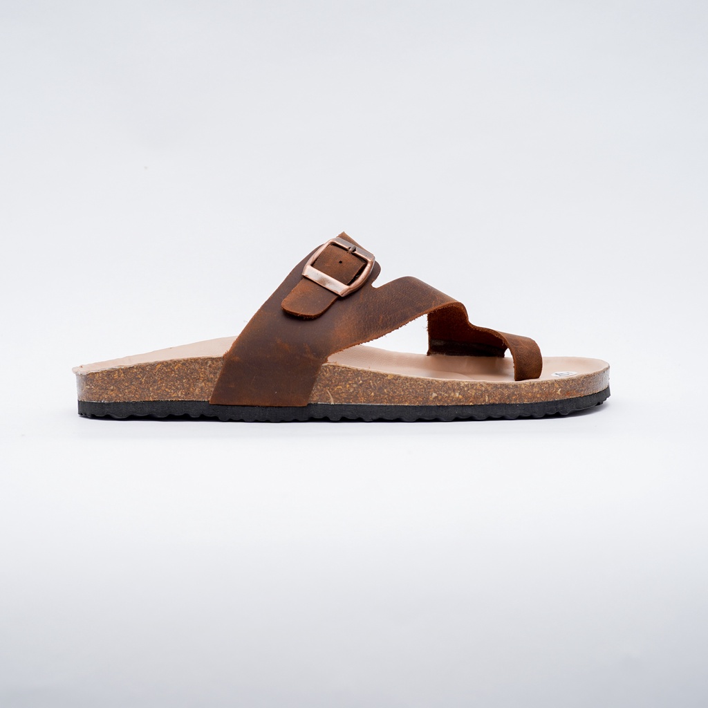 MÃ DK24 Sandal DA BÒ Đế Trấu Lót PU Chống Nước Quai Chéo Tách Ngón Unisex Birken Vietnam Bioline