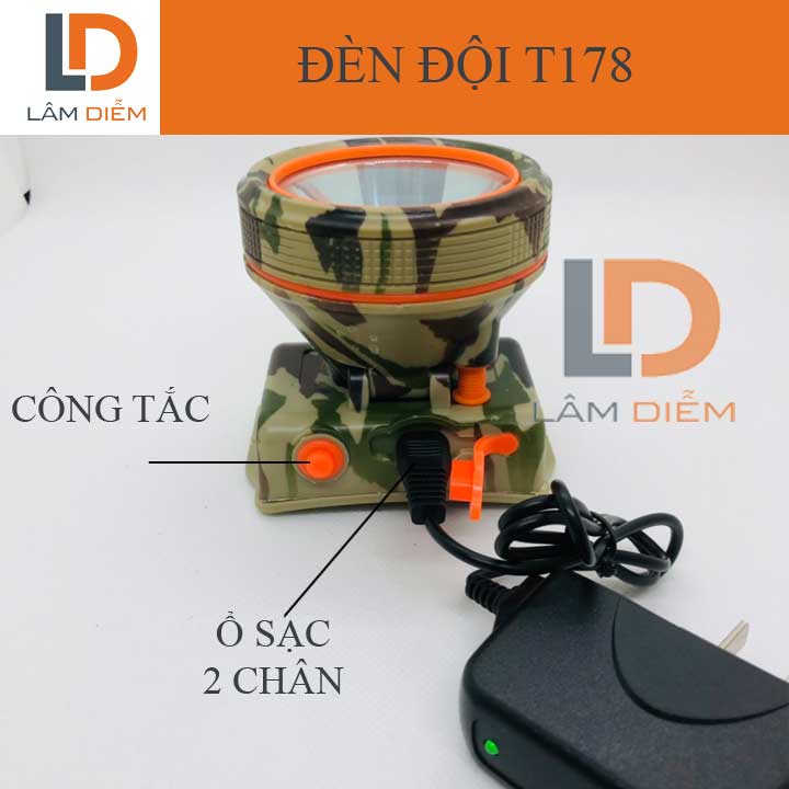 Đèn pin đội đầu pin sạc siêu sáng dung lượng pin lâu t178