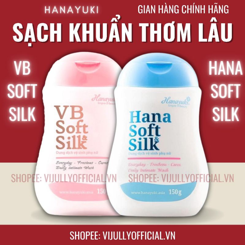 Dung dịch vệ sinh phụ nữ VB Hana Soft Silk chính hãng Hanayuki, kháng khuẩn, thơm lâu, se khít vùng kín, hết nấm ngứa