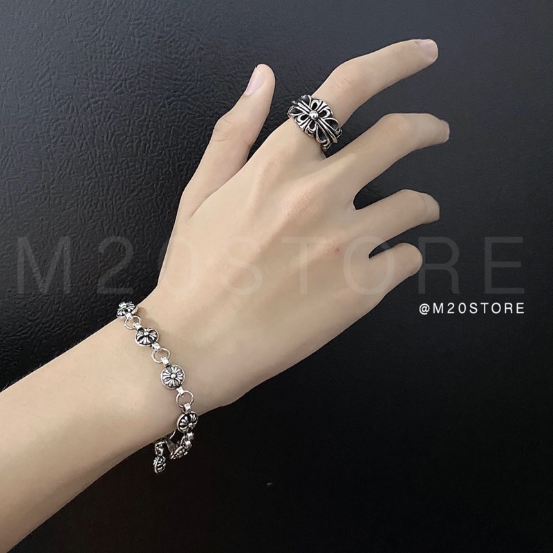 Vòng tay Chrome Heart Bạc 925 Chống Gỉ,Vòng Tay Nam Nữ Phong Cách Cổ Điển