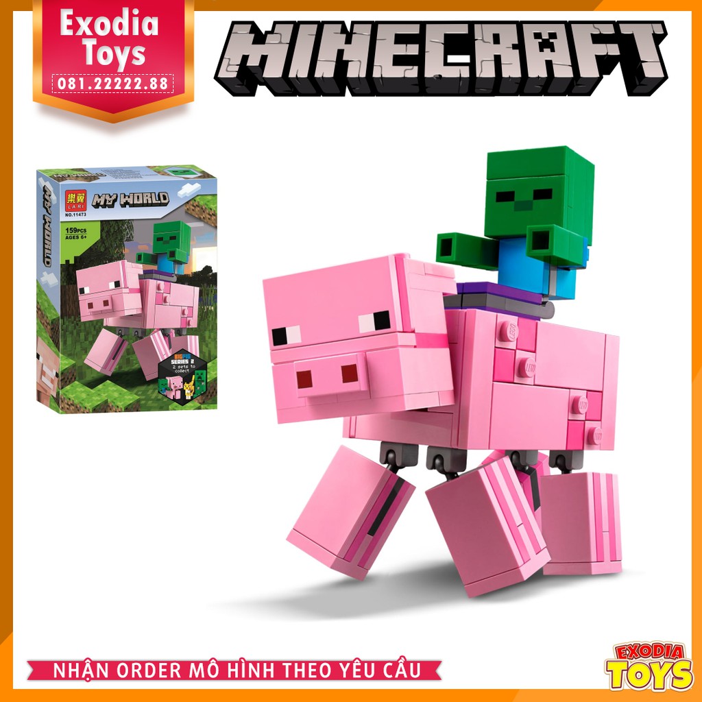 Xếp hình Minecraft Bigfigure Pig và Baby Zombie - Đồ Chơi Lắp Ghép Sáng Tạo - BELA 11473 Lego Ideas 21157