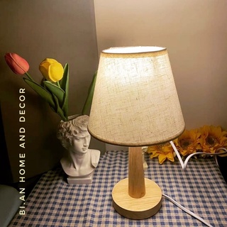 Đèn Ngủ Để Bàn Decor Phong Cách Hàn Quốc Thân Gỗ Tự Nhiên , Tiết Kiệm Điện ( Tặng kèm miếng lót chân đèn )