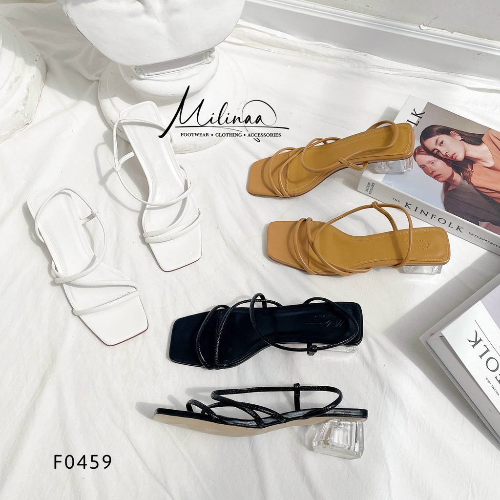 GIÀY SANDAL NỮ GÓT TRONG 4P QUAI CHỮ Z MÃNH F0459