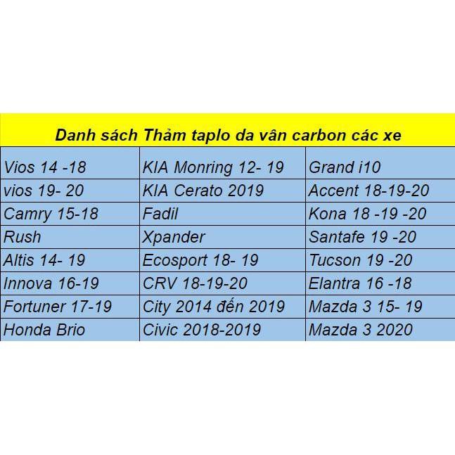 Tucson - thảm taplo da carbon xe Tucson 2016 2017 2018 2019