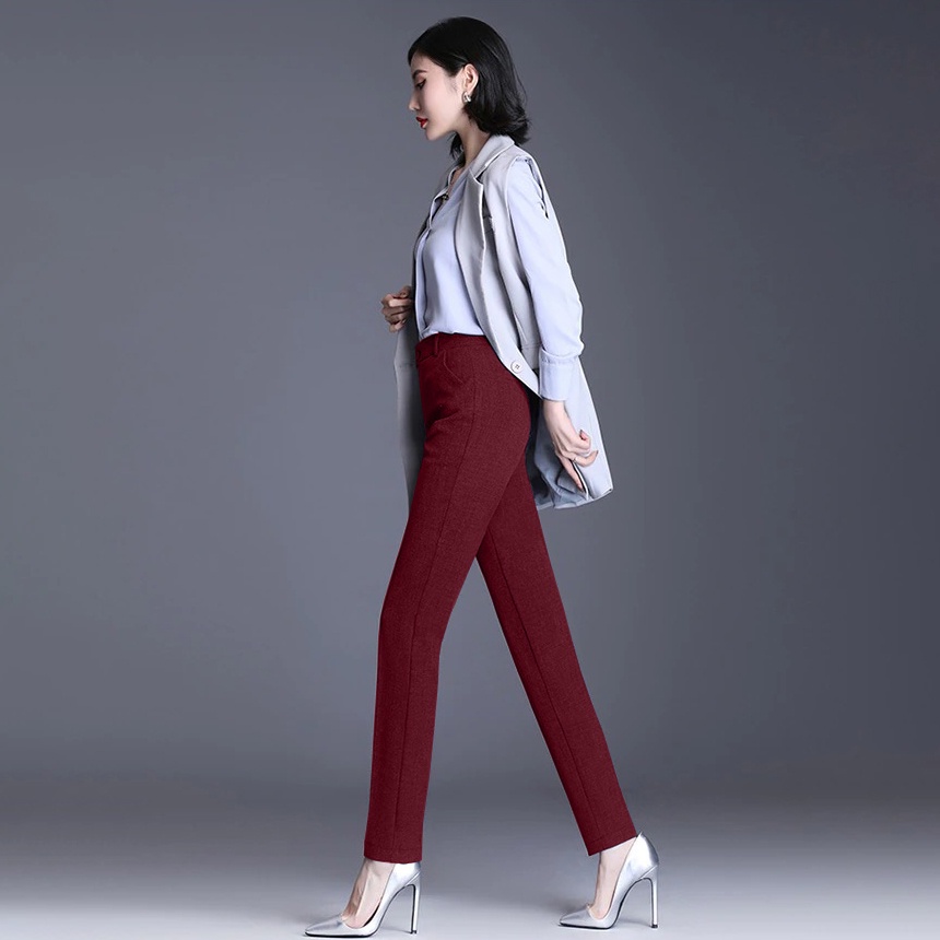 Quần tây công sở nữ kiểu mới ống đứng màu đỏ đô sang trọng thanh lịch