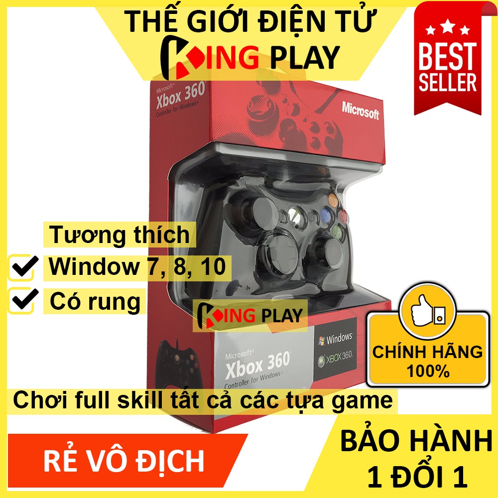 Tay cầm Xbox 360 chính hãng có dây main zin renew 99% - Tay cầm chơi game PC / Laptop tối ưu Full Skill FO4 / PES