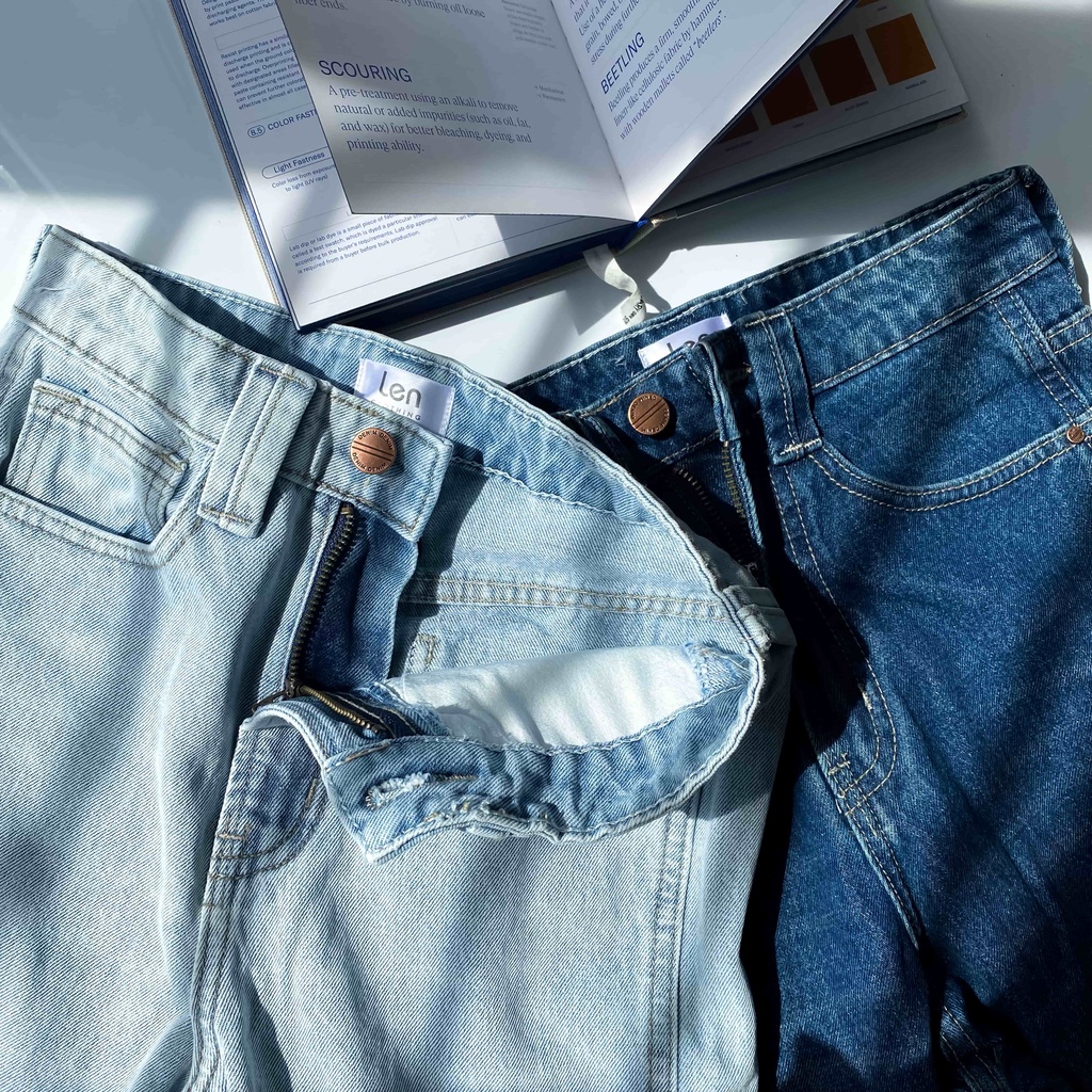 Quần jeans cullotes đai sau 2 màu LENCLOTHING 8297-8298