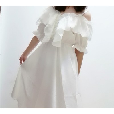 Váy hở vai mùa hè, váy trắng / Đầm ulzzang (order) ‣ * ་