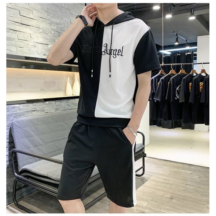 Bộ quần áo thể thao nam hay bộ đồ mặc nhà có nón chất thun mè thoáng mát thời trang hè