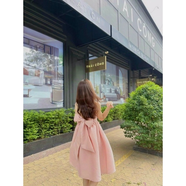 Đầm xoè hai dây babydoll nơ lưng hot hit có nhiều màu chất xốp thái cao cấp