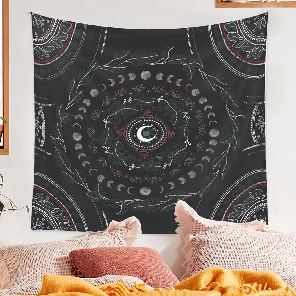 KUNHEV Thảm Treo Tường Họa Tiết Trăng Hoa Mẫu Đơn Phong Cách Bohemian