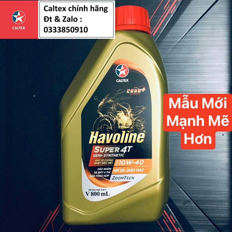 Nhớt xe số bán tổng hợp Caltex Havoline Super4T Semi Synthetic 10w40 [ 800ml ]