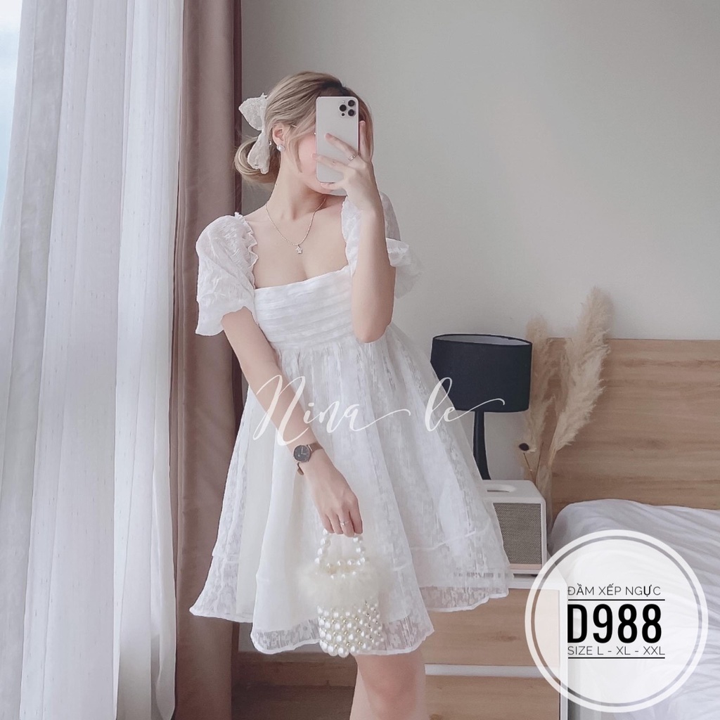 ĐẦM TIỆC BIG SIZE MÀU TRẮNG/ ĐEN CỘT NƠ LƯNG 6