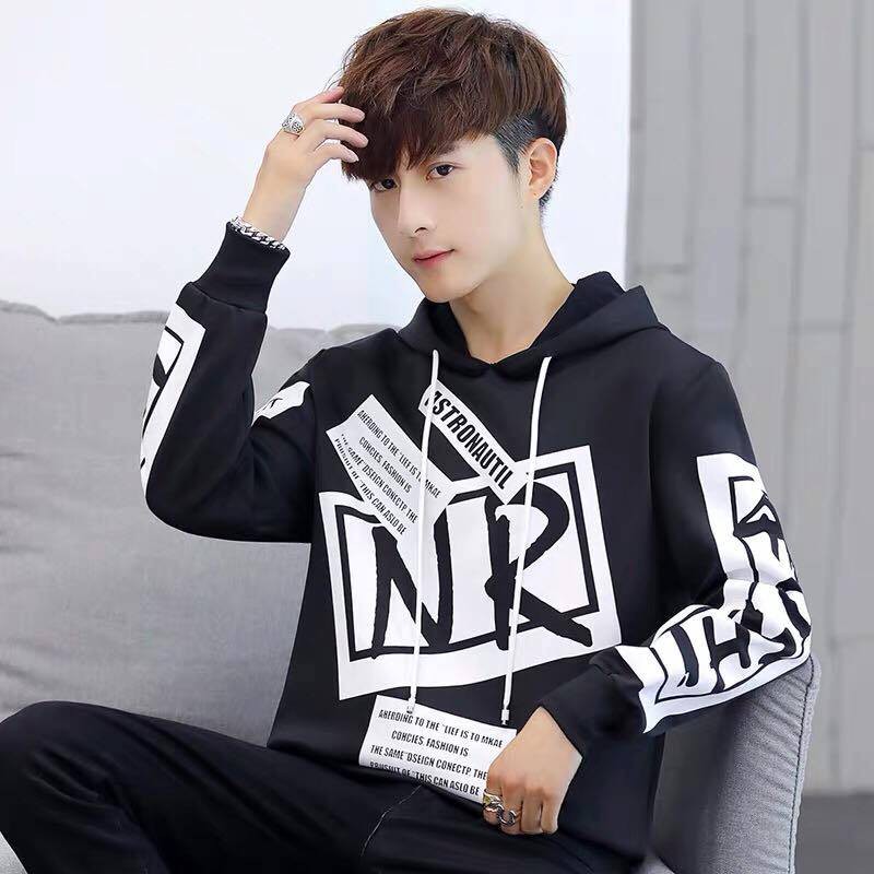 Áo Hoodie Nam Dài Tay Phối Mũ In Chữ NR Thời Trang Mixxstore TOP NAM 1000059