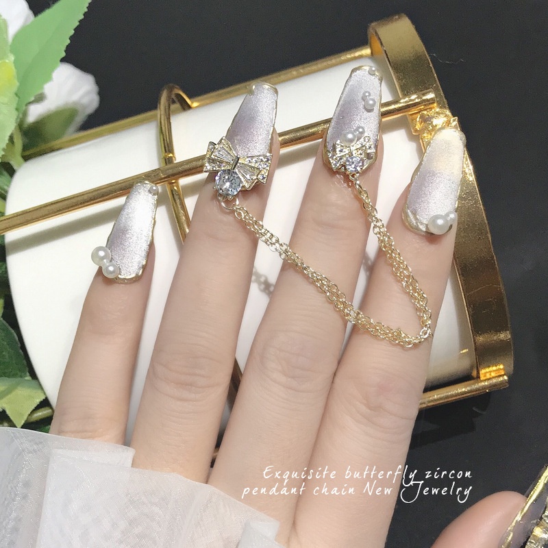 Phụ Kiện Trang Trí Móng Tay Nghệ Thuật Hình Bướm Bằng Kim Loại