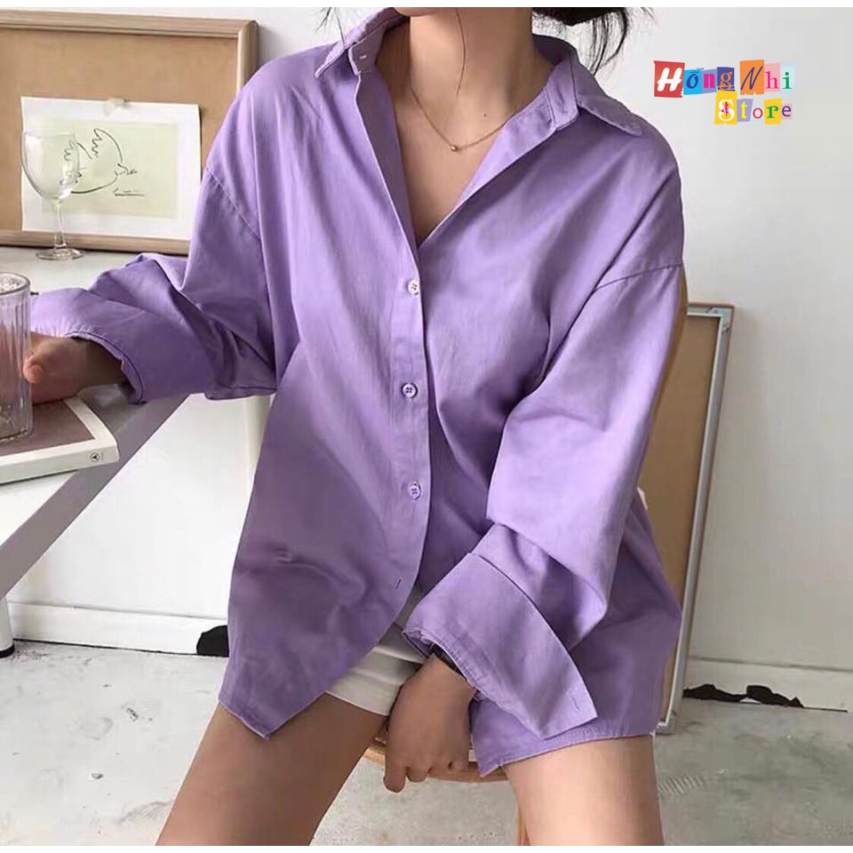 Áo Sơ Mi Trơn Dáng Rộng Tay Dài Màu Mới - Sơ Mi Tay Dài Dáng Rộng Unisex - MM | BigBuy360 - bigbuy360.vn