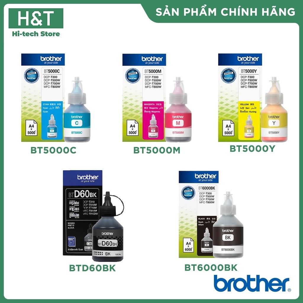 Mực In Brother BT5000C/M/Y, BT6000BK, BTD60BK Chính Hãng