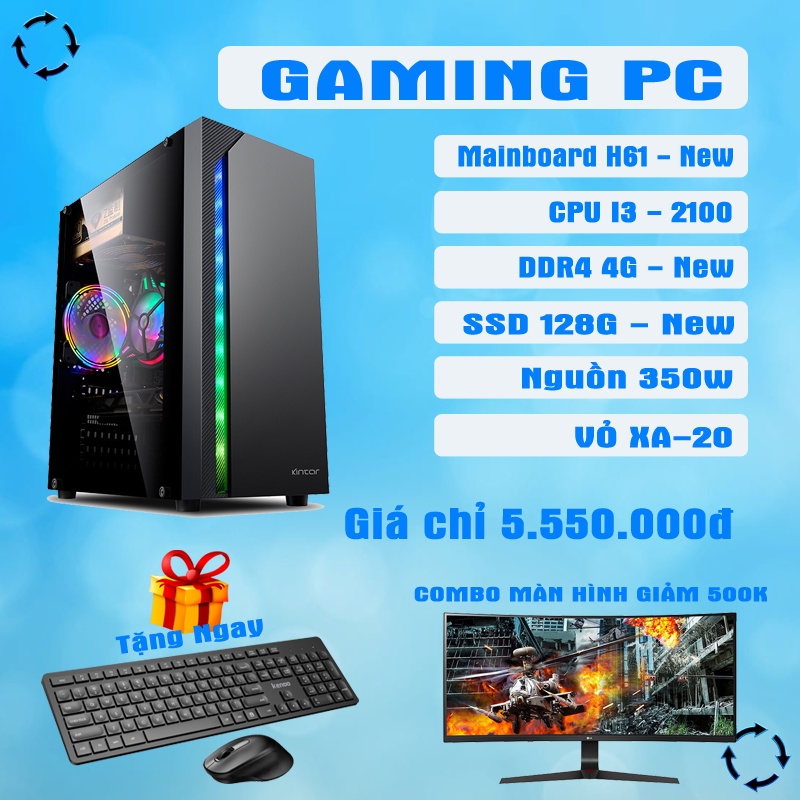 Bộ cây máy tính chơi game, làm việc văn phòng, học tập online cấu hình I3, Ram 4B giá rẻ, bảo hành hãng 36 tháng