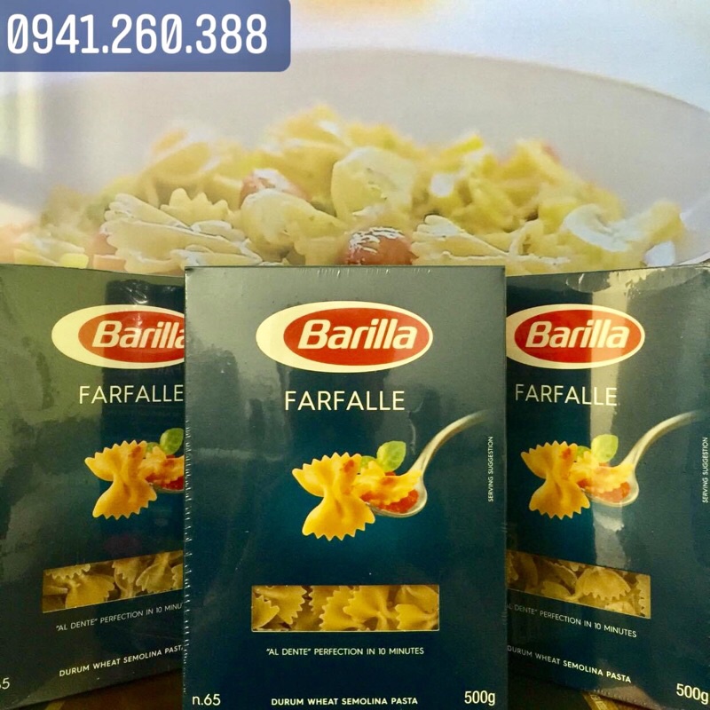 Mì Ý Nui Ống Xoắn Nơ Cao Cấp Barilla Hộp 500g-Mì Nui Hình Dạng Nơ-Xoắn-Ống Tre Số N73-N65-N98 Nhập Khẩu ITALIA