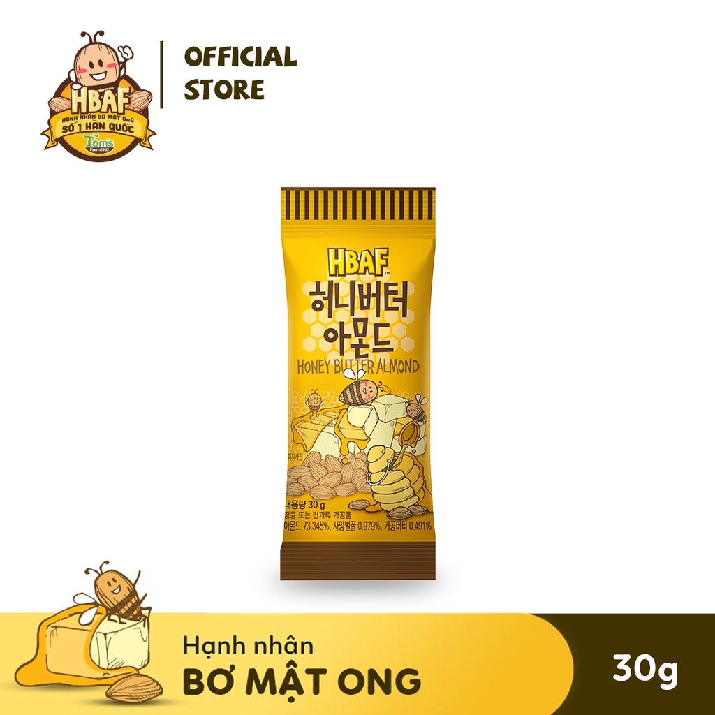 Hạt Hạnh nhân tẩm Bơ Mật Ong HBAF Hàn Quốc 30g