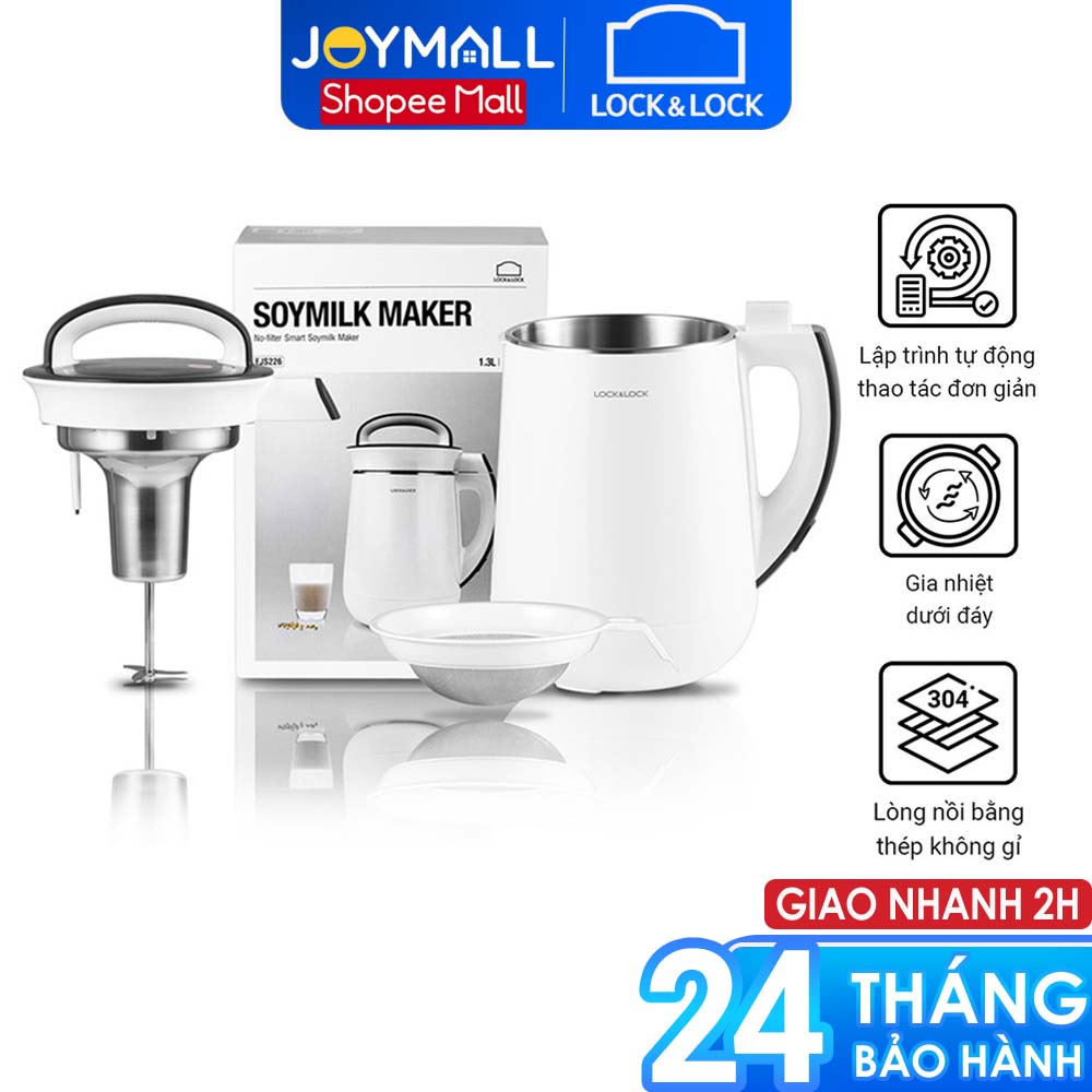 Máy làm sữa đậu nành Lock&Lock EJS226 1.3L - Hàng chính hãng, công nghệ gia nhiệt, chống tràn tốt, dễ sử dụng - JoyMall