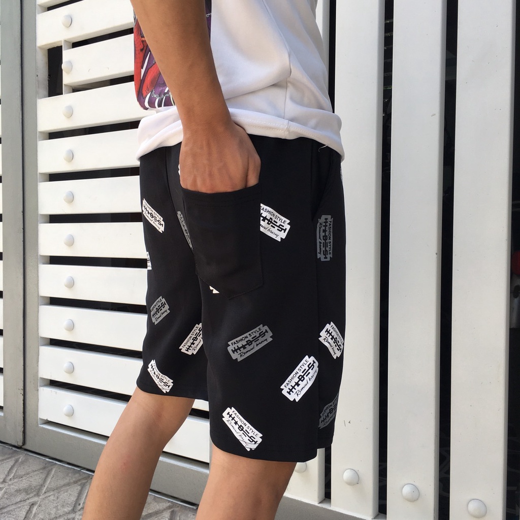 ⚡ HÓT ⚡ Quần short hades họa tiết lưỡi lam phong cách thể thao chất boly unisex , Quần Đùi Nam Nữ 2 màu Vải Mềm Siêu Nhẹ
