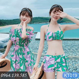 [Sale lẻ size] - Bộ bơi 3 chi tiết, có gọng nâng đẩy tốt, áo choàng kín đáo | KT019 | Lẻ = Sỉ 1 Tốt Nhất hè >> __