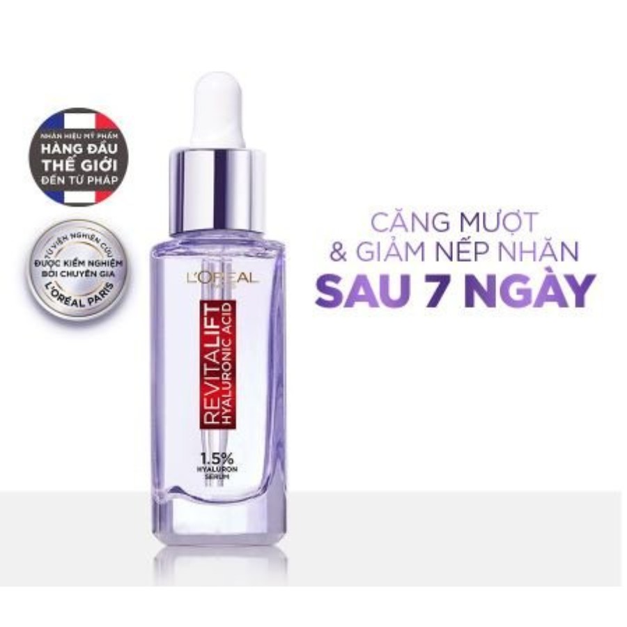 Serum Siêu Cấp Ẩm sáng Da Tức Thì Loreal Pure Hyaluronic Acid 1.5% 30ml