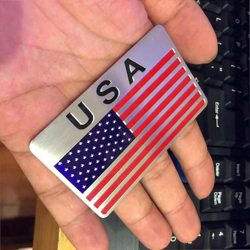 Bộ 2 Tem Cờ Mỹ USA dán trang trí Ô tô, Xe máy