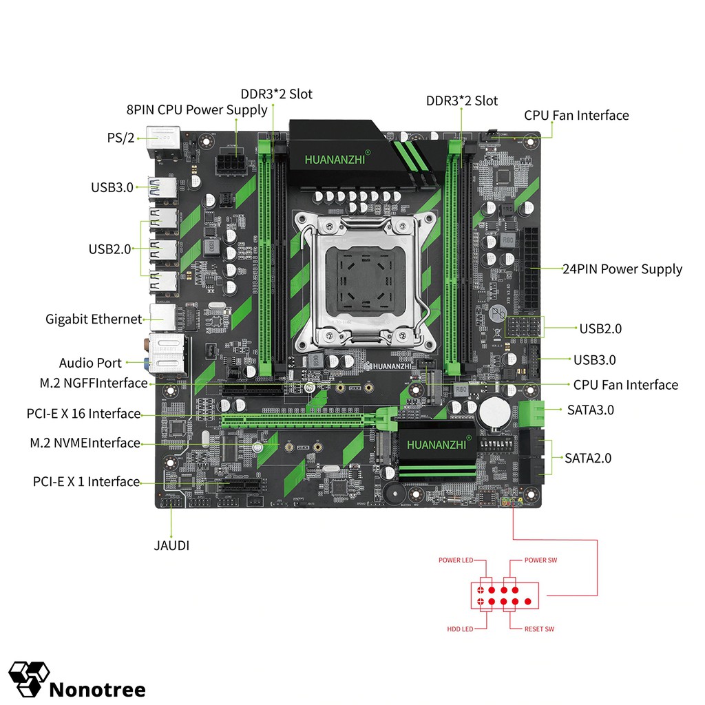 Mainboard HUANANZHI X79 ZD3 LGA2011, hỗ trợ DDR3 non-ECC ram, Nonotree, bảo hành 3 năm,Gaming,INTEL,AMD,PUBG,LOL,I5,I3