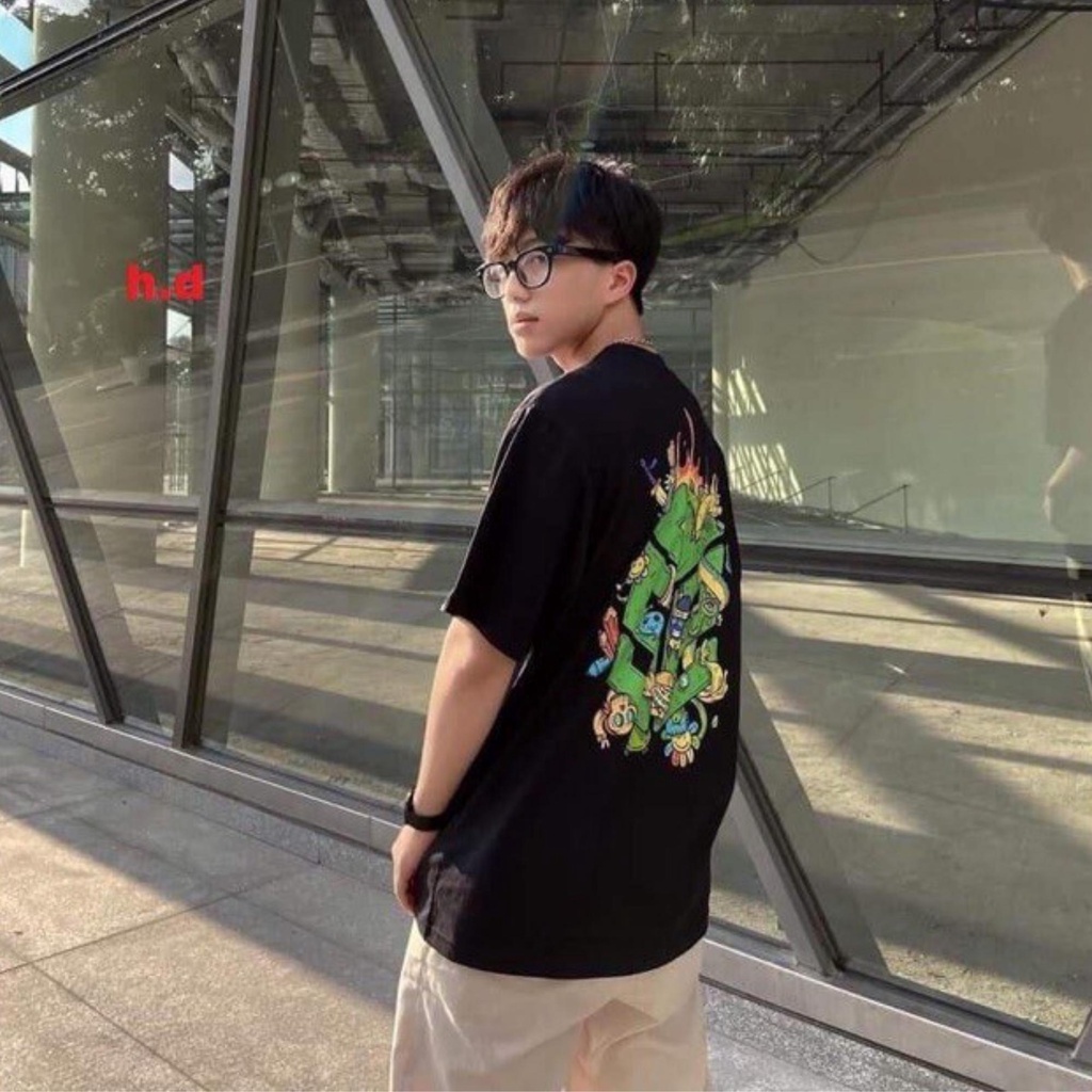 Áo thun nam swe nam nữ in hình rồng xanh freesize street wear phong cách chất cotton