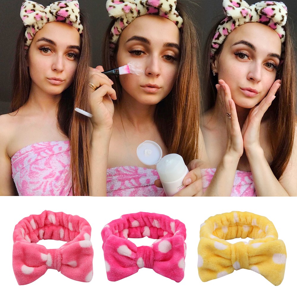 Băng đô Haimeikang vải lông thắt nơ phong cách Hàn Quốc mới dùng rửa mặt cho nữ