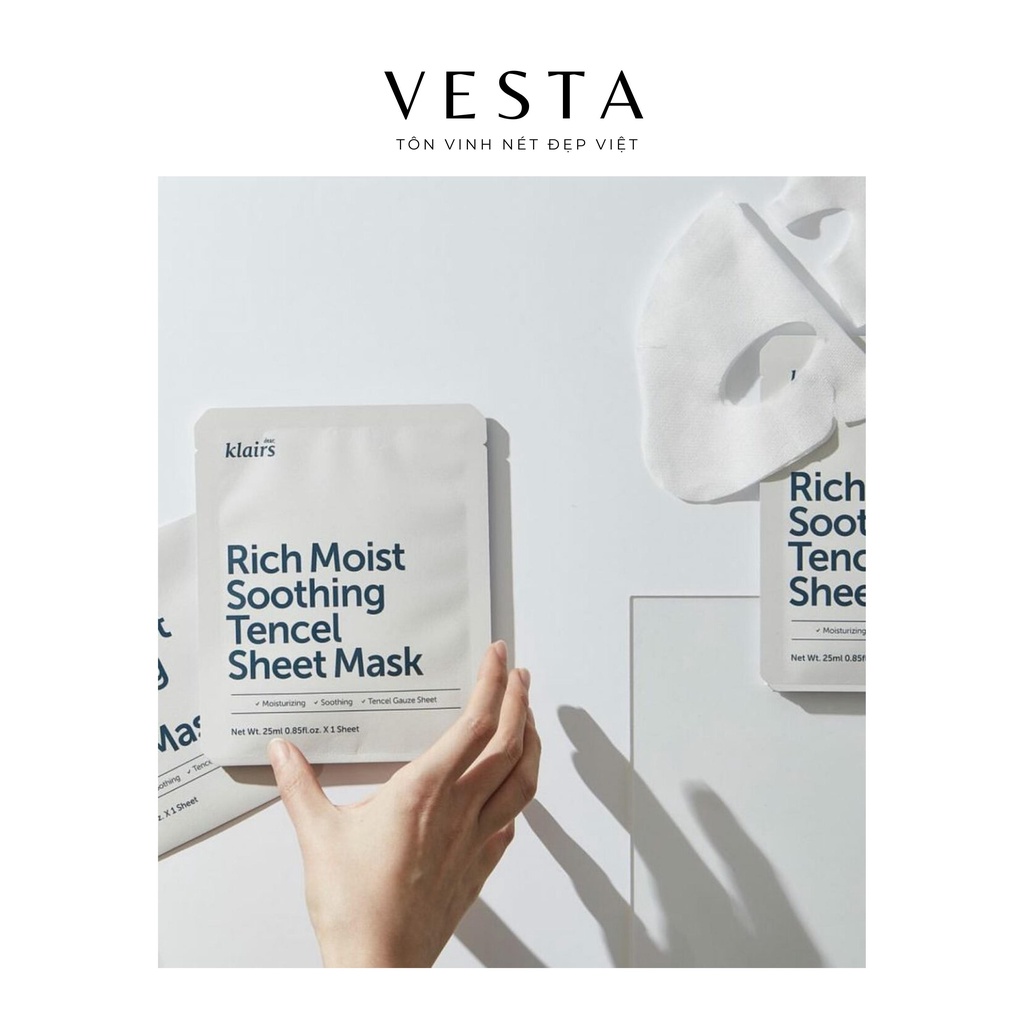 Mặt Nạ Klairs Rich Moist Soothing Tencel Sheet Mask 25ml Dưỡng Ẩm Bảo Vệ Da